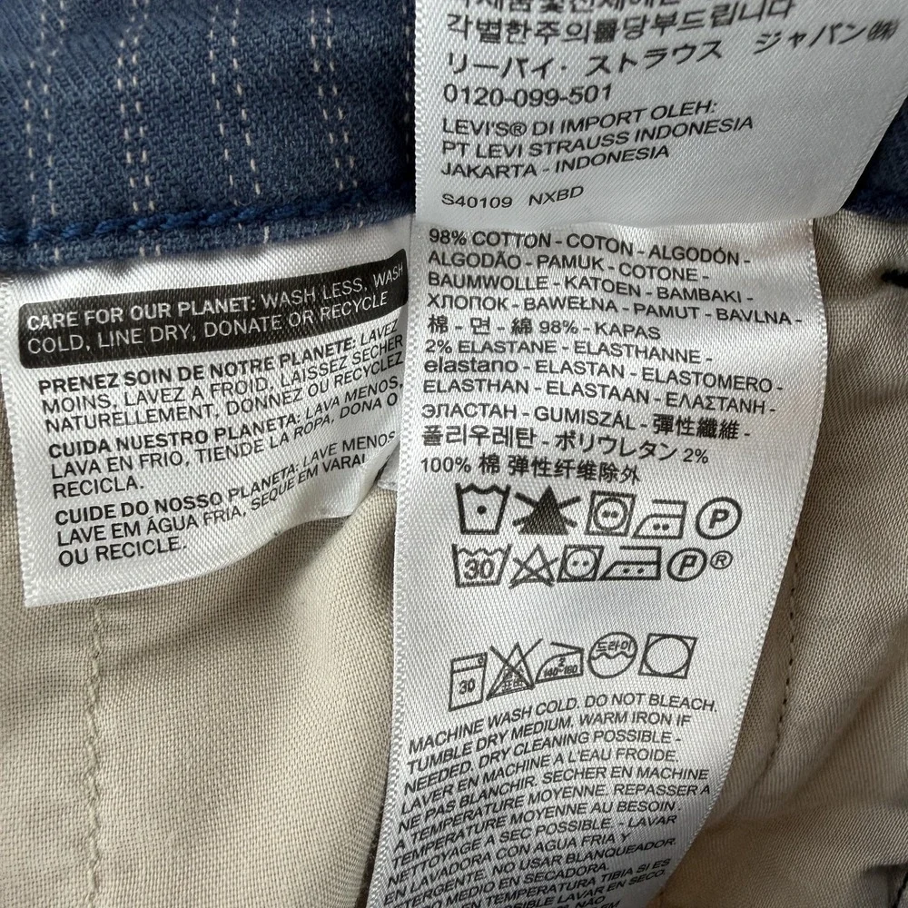 Levi's XX Chino Pants Mens 30x28 Blue Standard Taper Pinstripe Stretch Slim